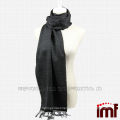 Yarn Dyed Black Fringe Wool Scarf